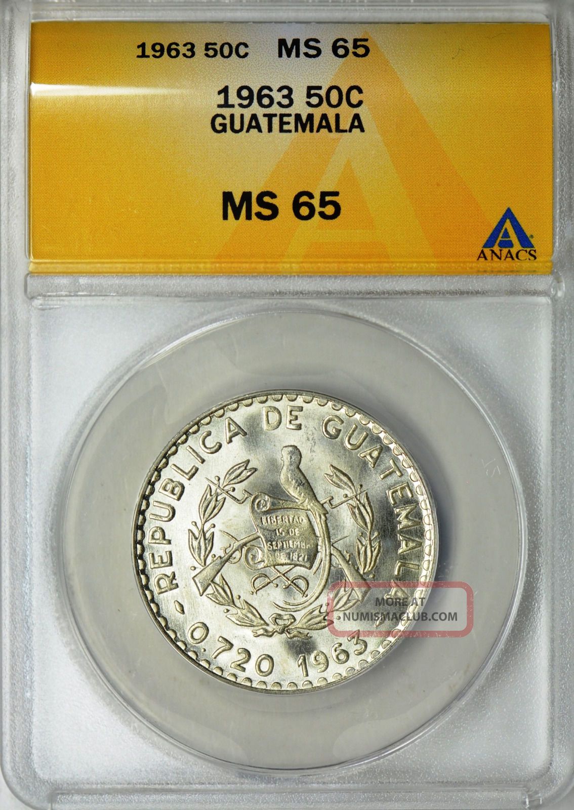 1963 Guatemala 50 Centavos Anacs Ms 65 - Coin - Guatemala photo