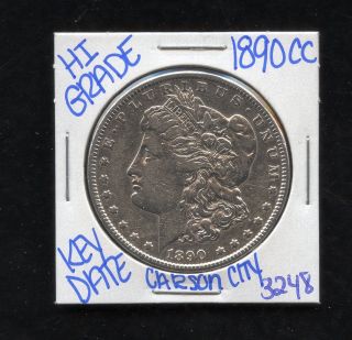 1890 Cc Silver Morgan Dollar Coin 3248 Shipping/rare Key Date/high Grade photo