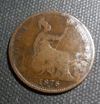 Uk (great Britain) 1876 H Large Penny Bronze,  31 Mm photo