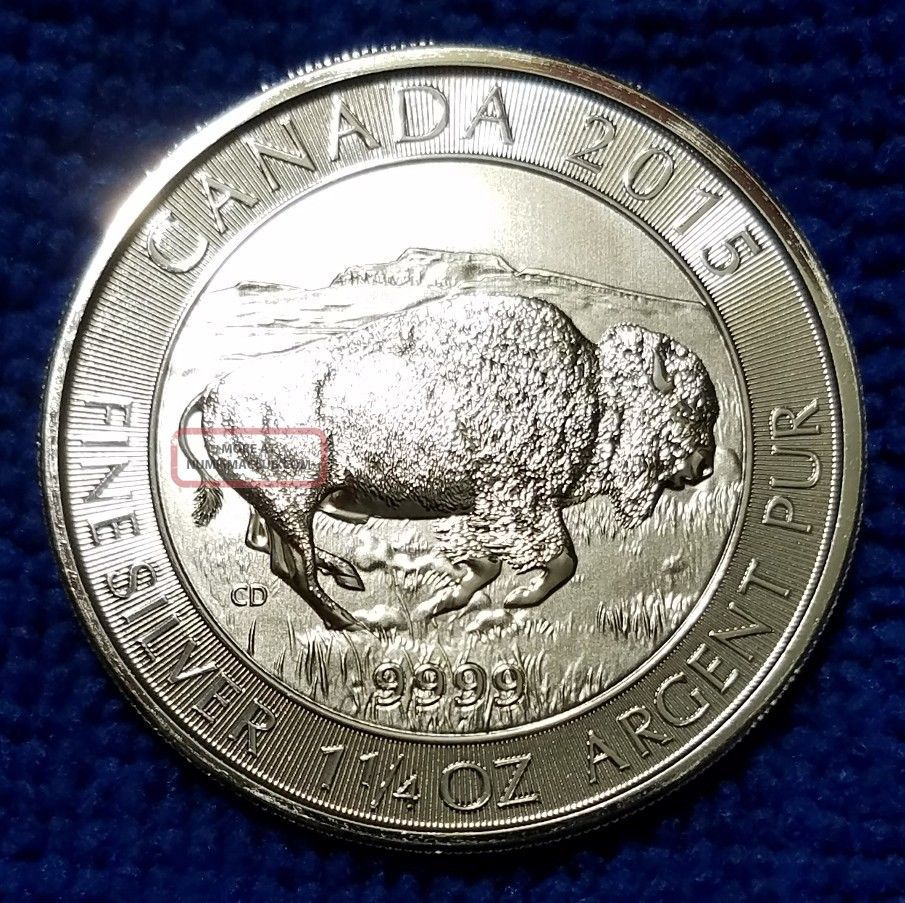 2015 Canadian Bison 8 Coin, 1. 25 Ounce. 9999 Fine Silver