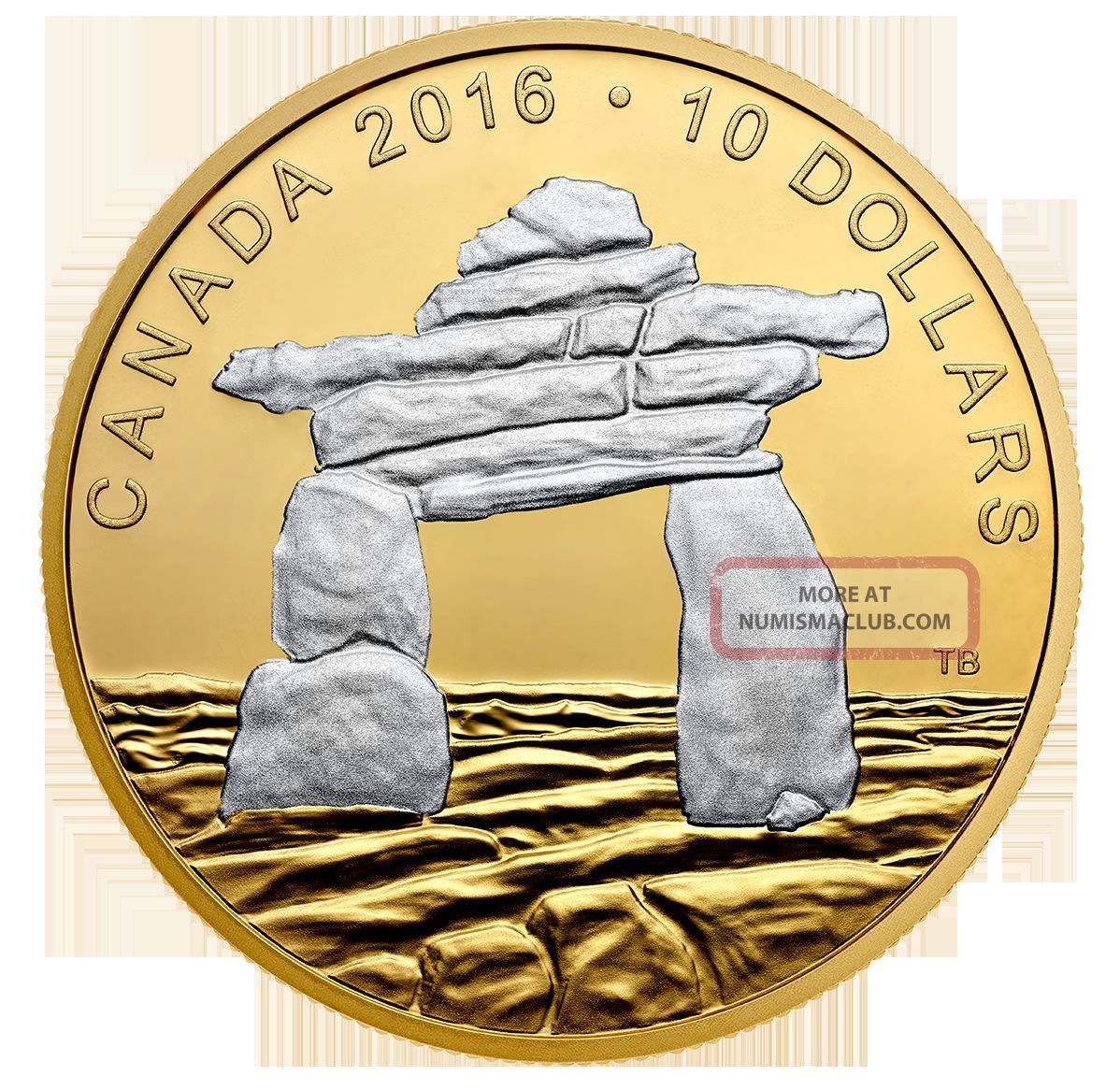 2016 Gold Plated Fine Silver Coin,  Iconic Canada Inukshuk,  In Hand,  No Tax Coins: Canada photo
