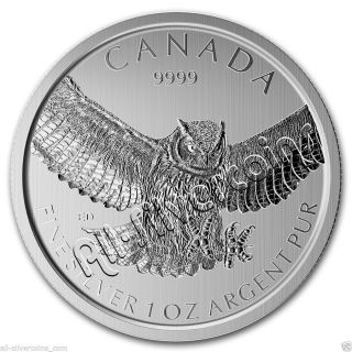 Birds Of Prey Series - Great Horned Owl Coin 4 - Canada 1 Oz.  9999 Silver Rcm photo
