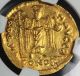 Gold Solidus Ad582 - 602 Maur.  Tiberius Ms Mintstate Uncirculated Ngc Luster Coins: World photo 1