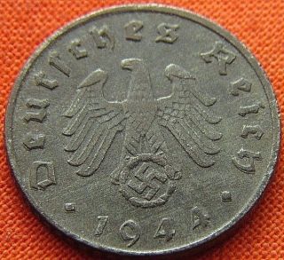 Ww2 German 1944 - D 5 Rp Reichspfennig 3rd Reich Zinc Nazi Coin (rl 1758) photo