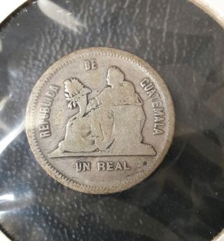 Guatemala 1891 1 Real Silver Coin.  Un Real De Plata photo
