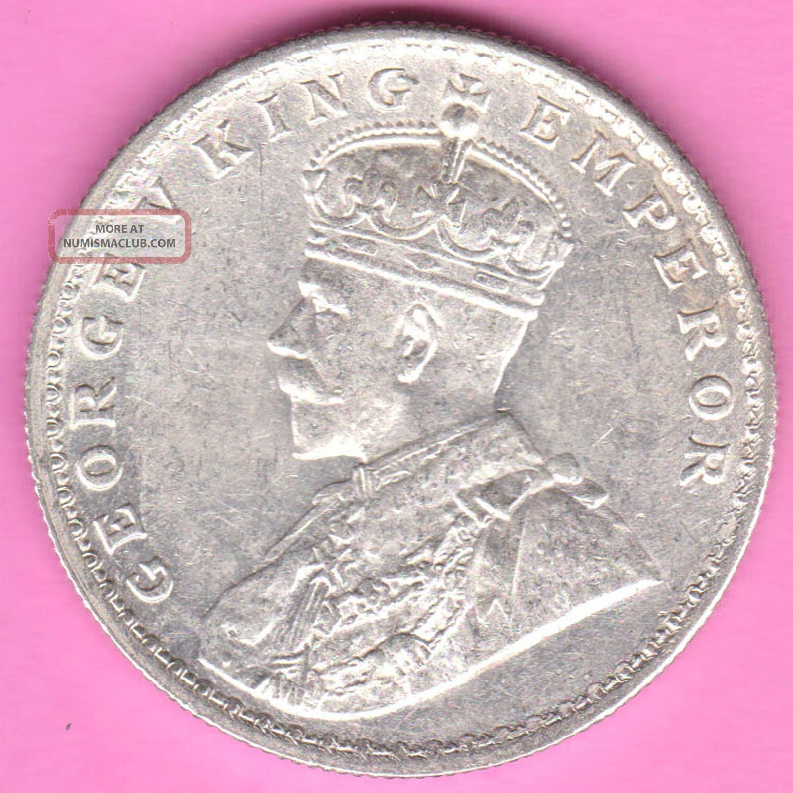 British India 1918 King George V One Rupee Rarest Silver Coin 85