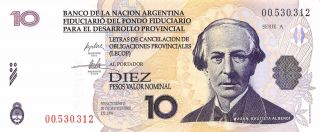 Argentina 10 Pesos 30.  9.  2006 Series A Uncirculated Banknote Wf10q photo