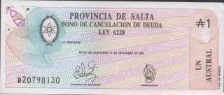 Argentina 1 Austral 31.  12.  1987 Prefix D Uncirculated Banknote photo