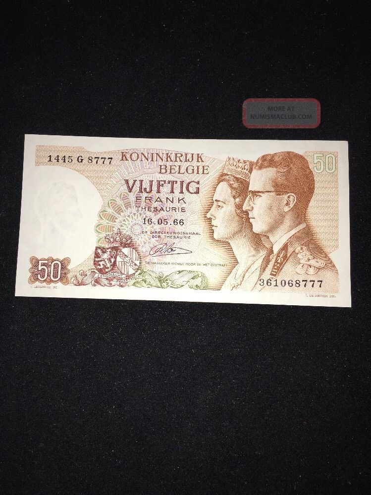 Kononkrijk Belgie $50 Banknote 1966 Europe photo