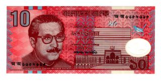 Bangladesh 10 Taka 2000 Pick 35 Polymer Unc Uncirculated Banknote photo