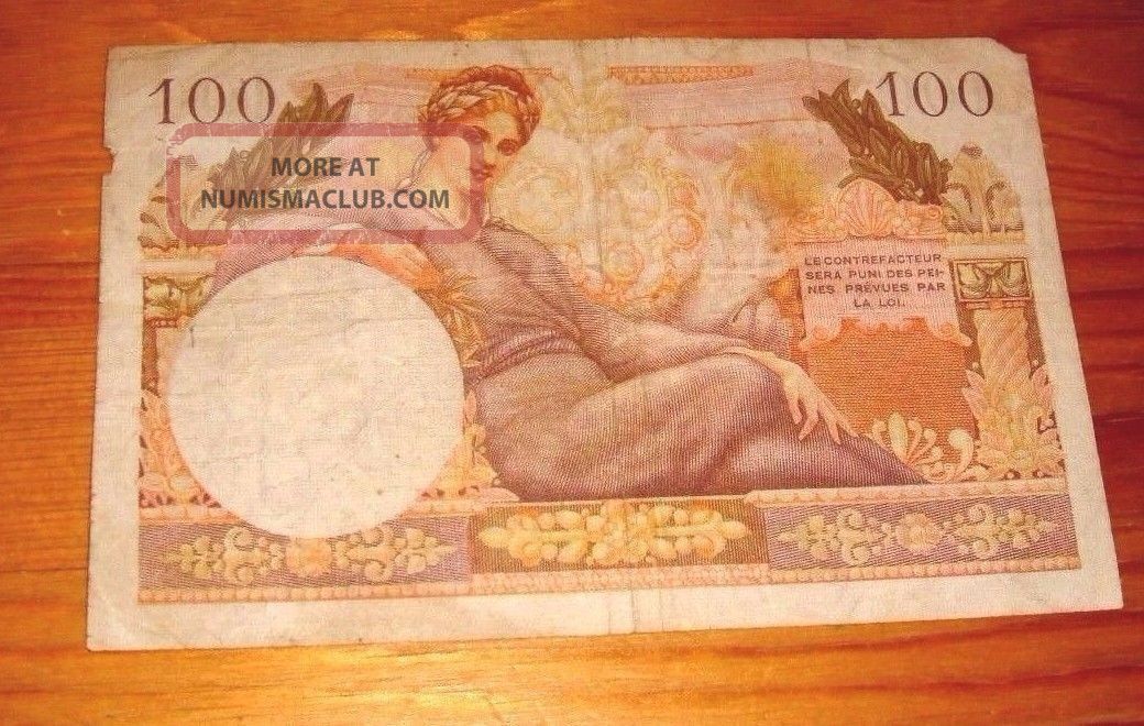 100 Francs 1947 Tresor Public Banknote Vf 73213 Europe photo