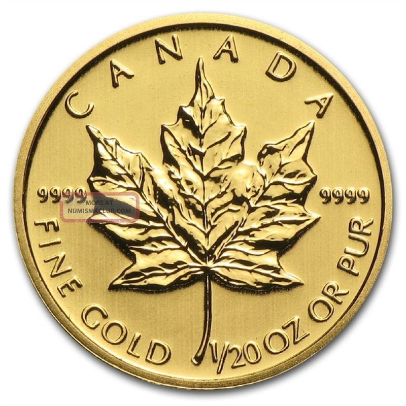1/20 Oz Random Year Gold (canada) Canadian Maple Leaf $1 Bu Gold photo
