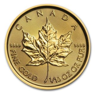 1/10 Oz 2016 Gold (canada) Canadian Maple Leaf $5 Bu photo