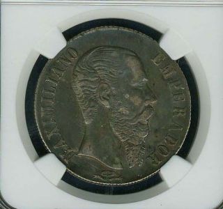 Mexico Empire Of Maximilian 1866 - Pi 1 Peso Silver Coin,  Certified Ngc Xf - 45 photo