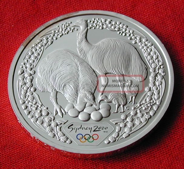 2000 Sydney Summer Olympics.  999 Silver Proof Coin - Emu Australia photo