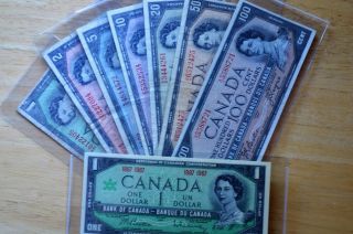1954 Bank Of Canada Bills - $1 $2 $5 $10 $20 $50 $100 & 1867 - 1967 photo