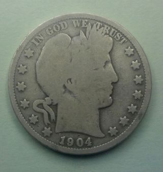 1904 O 50c Barber Half Circulated 90 Silver Us Coin Bh84 photo