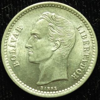 1945 Venezuela Silver 1/2 Bolivar Coin Unc 479 photo