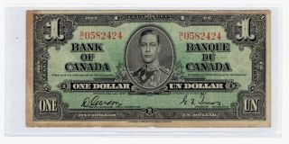 Bank Of Canada 1937 $1 One Dollar Canadian Money (1564) photo