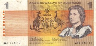 Australia Commonwealth $1 Series Nd.  1966 P 37a Aau Circulated Banknote,  Sp 7 photo
