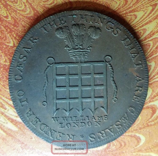 1795 Great Britain Middlesex Williams ' Half Penny D&h 916 Almost Unc/unc Rare R5 UK (Great Britain) photo