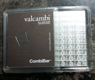 100 X 1 Gram.  999 Silver Valcambi Suisse Combibar Breakable Bar 100 Gram G Bar photo