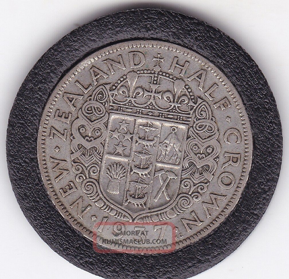 N.  Z.  1937 King George V Half Crown (2/6d) - Silver (50) Coin Australia & Oceania photo