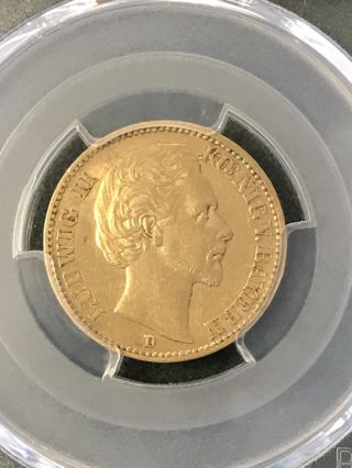 1872 - D Gold 20 Mark German States Ludwig Ii (bavaria) Pcgs Au53 photo