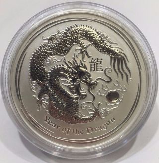 2012 Australia Perth Lunar Series Ii Dragon.  999 Silver 5 Oz $8 Bullion Coin photo