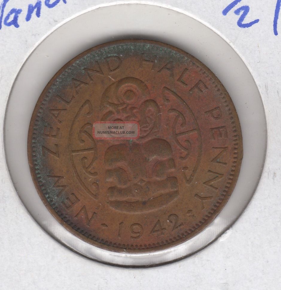 Zealand 1/2 Penny,  1942,  World Coin New Zealand photo