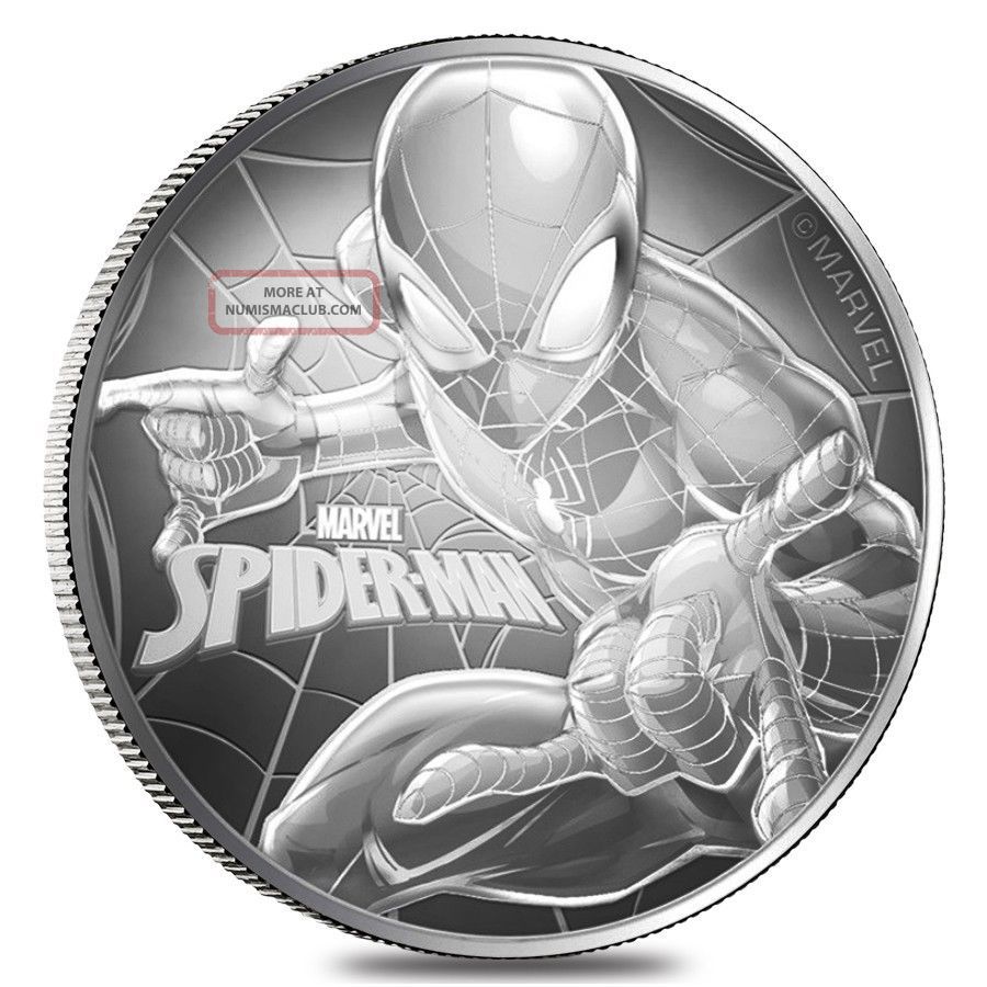 2017 1 Oz Tuvalu Spiderman Marvel Series Silver Perth Coin With Capsule Australia photo