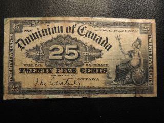1900 Dominion Of Canada Shinplaster 0.  25 Cents Paper Courtney Dc - 15a photo