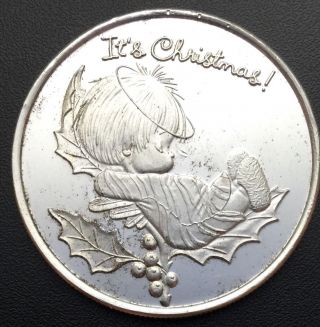 2007 It ' S Christmas Precious Moments 1 Oz.  999 Silver Coin Engraveable (cr3) photo