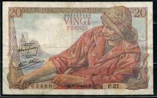 Paper Money France 1942 20 Francs 63480 photo