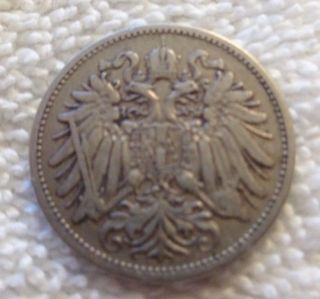 1894 Austria 20 Heller Coin - Double Headed Eagle - With Big 