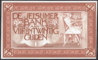 Netherlands Indies 25 Gulden 1930 ' S Javasche Au/unc Jelsumer Bank Indonesia photo