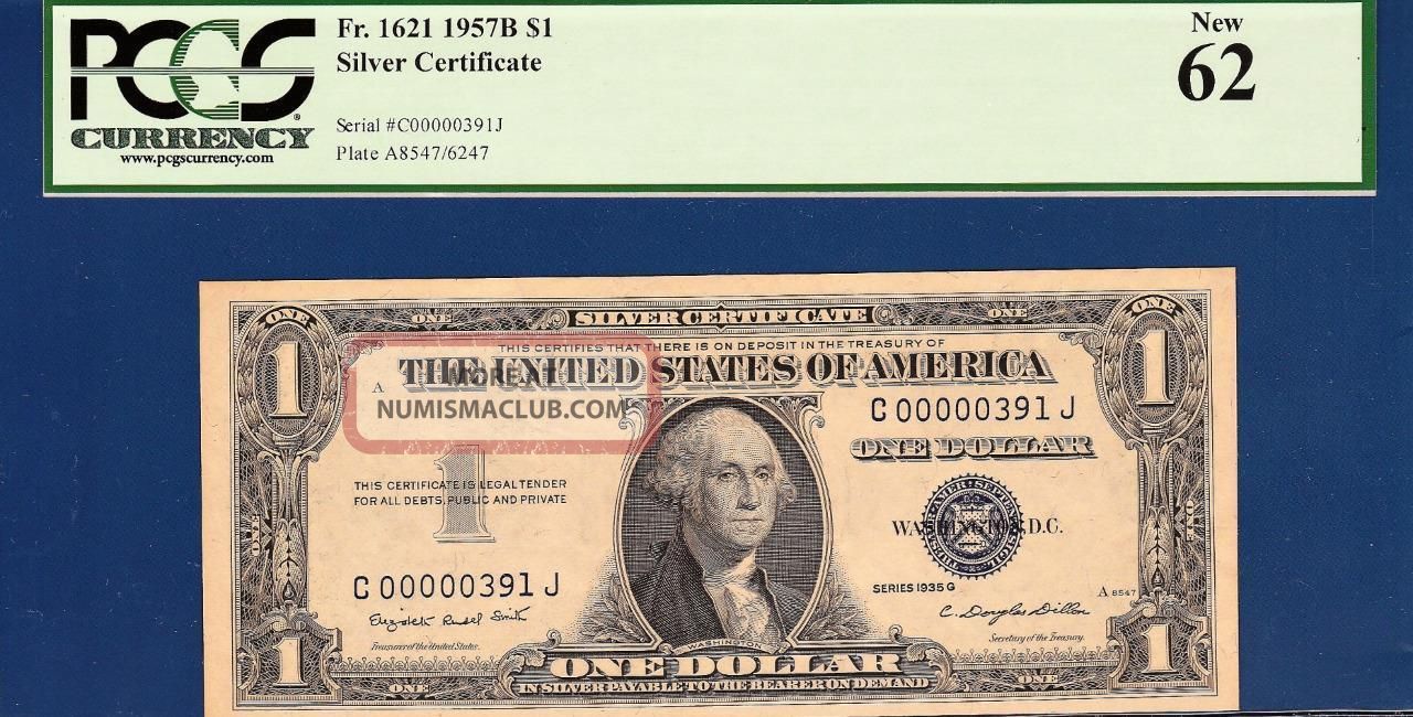 Low Serial Number 1935g $1 Silver Certificate - Pcgs Uncirculated 62 - C2c Small Size Notes photo