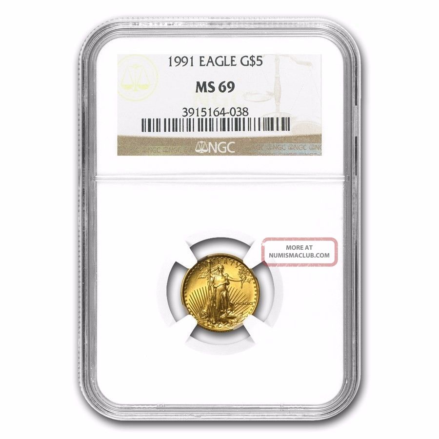 1991 1/10 Oz Gold American Eagle Ms - 69 Ngc - In Case - Rare Item (mcmxci) Coins photo