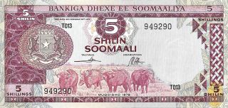 1978 Bankiga Dhexe Soomaaliya - Somalia 5 Shillings In Unc Pick: 21 photo