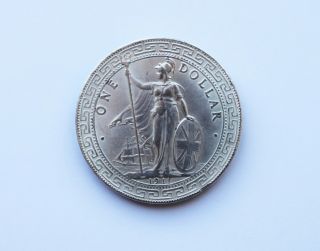 1 Dollar 1911 British Trade Dollar Silver Coin photo
