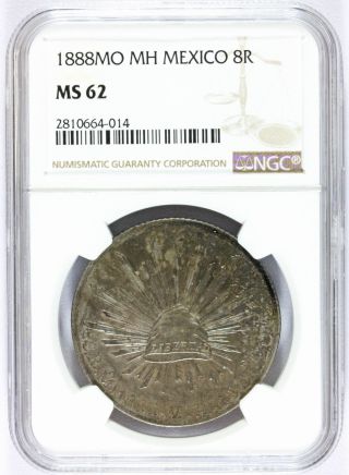1888 Mo Mh Mexico 8 Reales Silver Coin - Ngc Ms 62 - Km 377.  10 photo