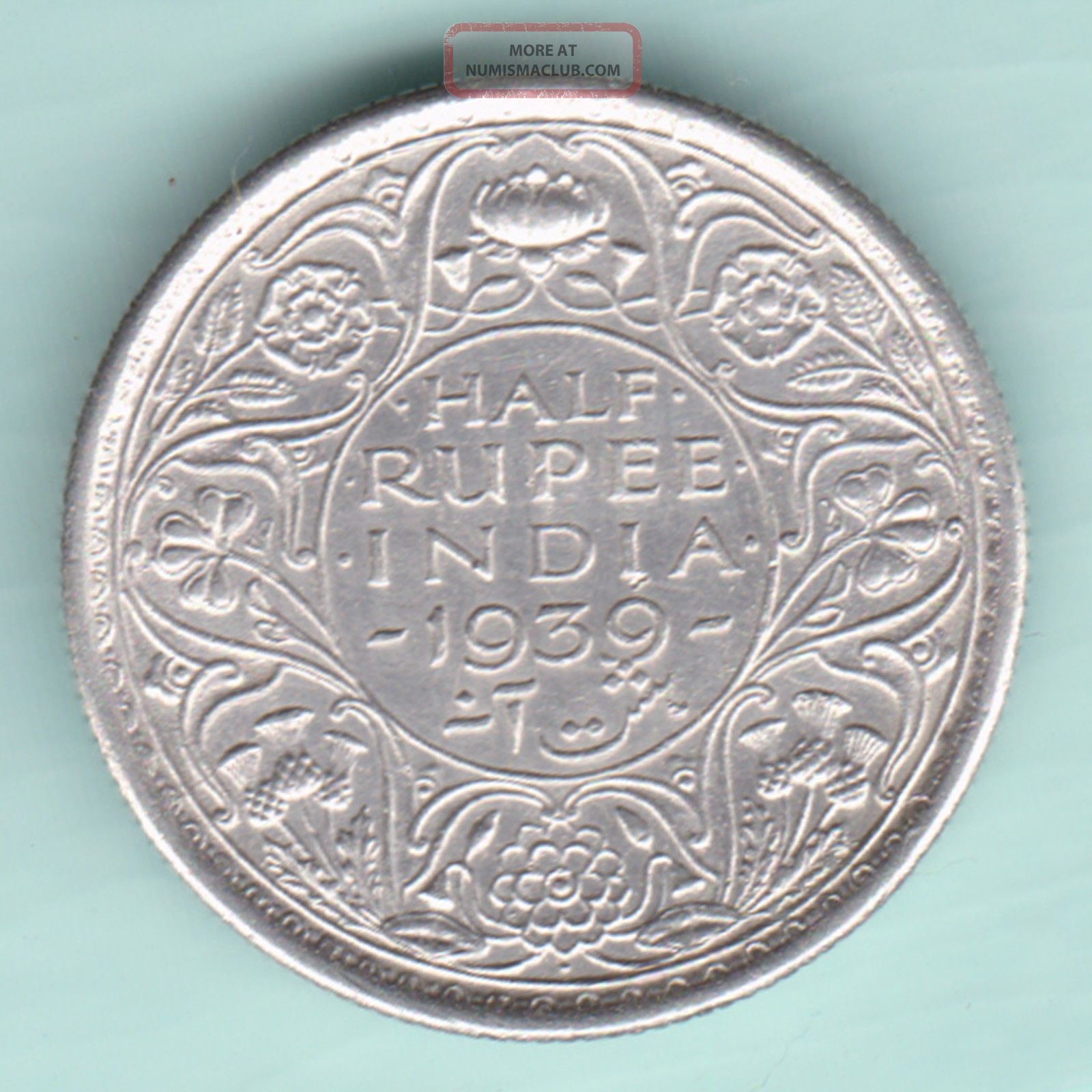 British India - 1939 - King George Vi Emperor - Half Rupee - Rarest Silver Coin India photo