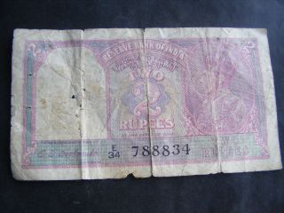 India 2 Rupees 1937 Deshmukh Banknote photo
