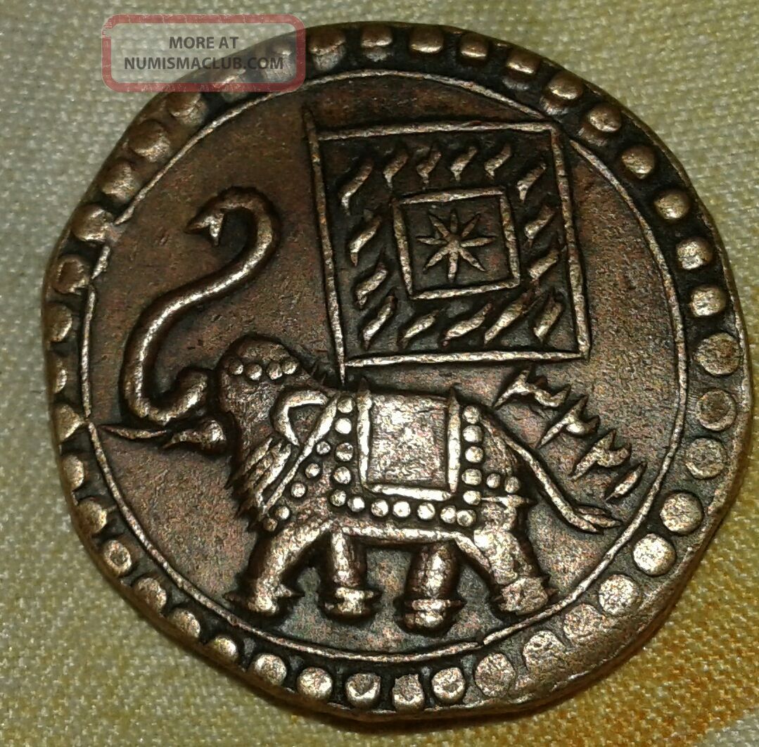 India Mysore State Tipu Sultan (1782 - 1799) Double Paisa Copper Coin Rare India photo