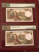 French France Running Pair 10 Francs Voltaire Pmg 67 Gem Unc Epq 1972 Pick 174d Europe photo 1