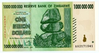 Zimbabwe.  P - 83.  1 Billon Dollars.  2008.  Ch Unc photo