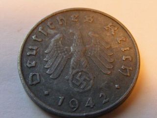 Ww2 1942 A German 10 Rp Reichspfennig 3rd Reich Nazi Coin photo