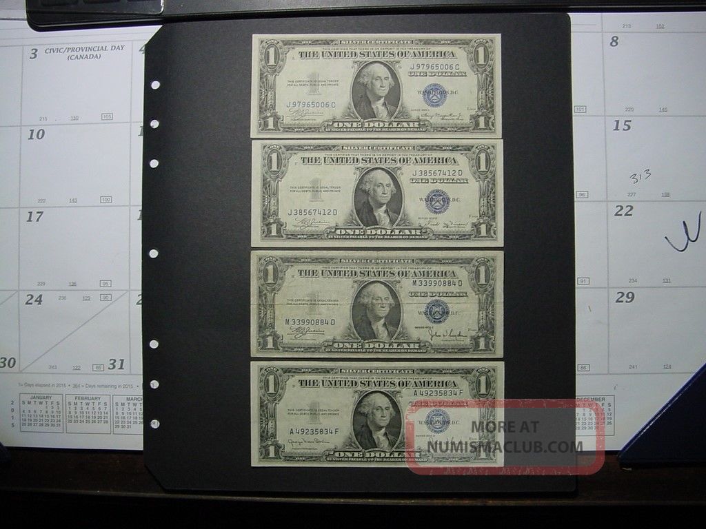 1935abcd $1 Blue Seal Silver Certificates Small Size Notes photo