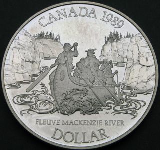 Canada 1 Dollar 1989 Proof - Silver - Mackenzie River - 3423 猫 photo