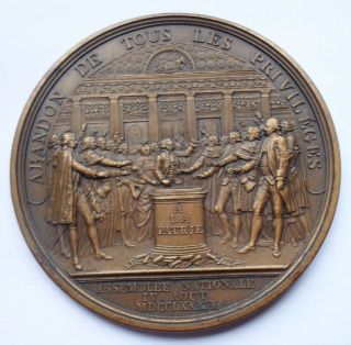 1789 Abolish Of Feudalism French Historic Paris Restrike Try Medal photo
